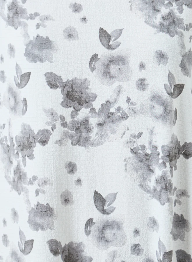 تايك تو Women Floral Printed Short Sleeve Midi Nightdress